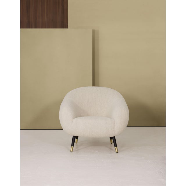 Black Niemeyer Lounge Chair in Bouclé with Dark Oak and Brushed Brass from InsidherLand For Sale - Image 8 of 13