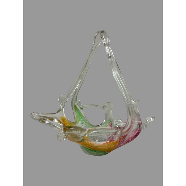 1990s 1990s Murano Italy Martini Art Glass Wedding Favor Basket For Sale - Image 5 of 7