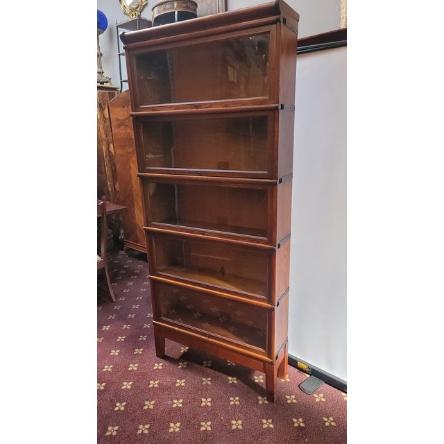 Brown Antique 1900s Globe Wernicke Barrister 5 Stack Bookcase For Sale - Image 8 of 10