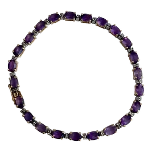 Amethyst & Diamond 14k Yellow Gold Tennis Bracelet