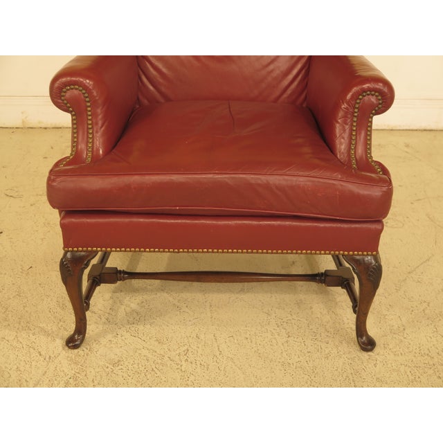 Vintage Queen Anne Mahogany Leather Wingback Chair Chairish