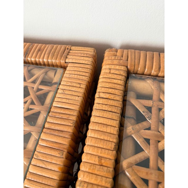 Mid-Century Rattan Cube Coffee Table with Glass Top from Habitat, Britain, 1960s For Sale - Image 12 of 15