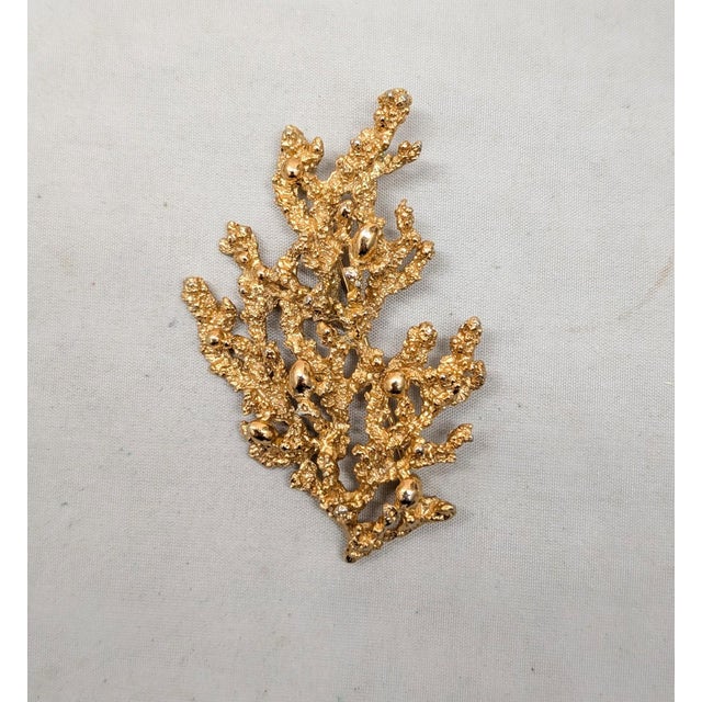 Mid-Century Modern Vintage 1971 Signed Napier Ad Piece Goldtone "Coral Branch" Brooch For Sale - Image 3 of 6