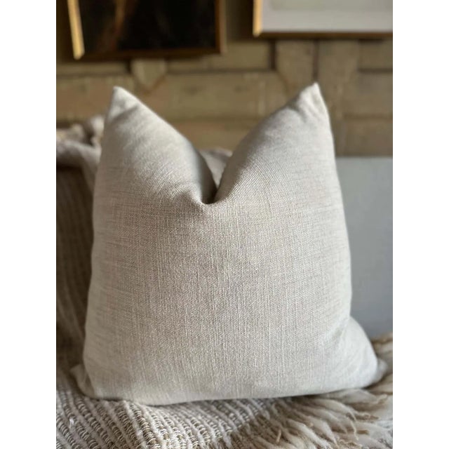 Not Yet Made - Made To Order Belgian Linen Pillow With Down Insert in Oyster For Sale - Image 5 of 7