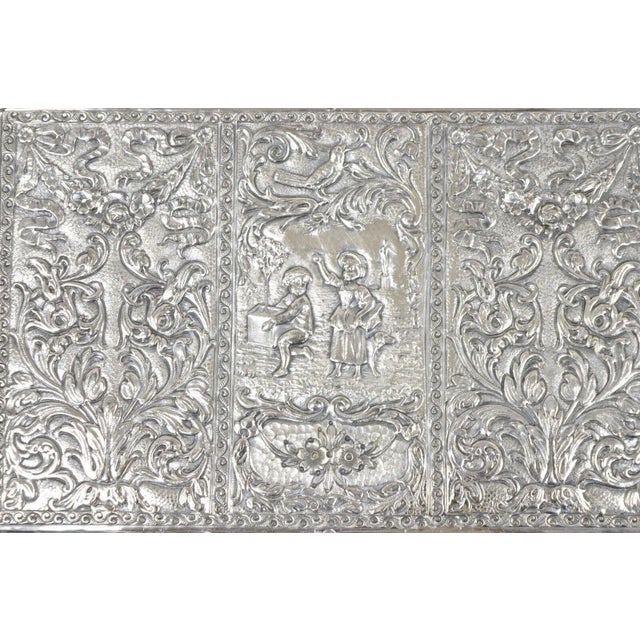 Early 1900s Vintage Dutch Country French Baroque Style Silver Plated Figural Jewelry Box For Sale - Image 11 of 12
