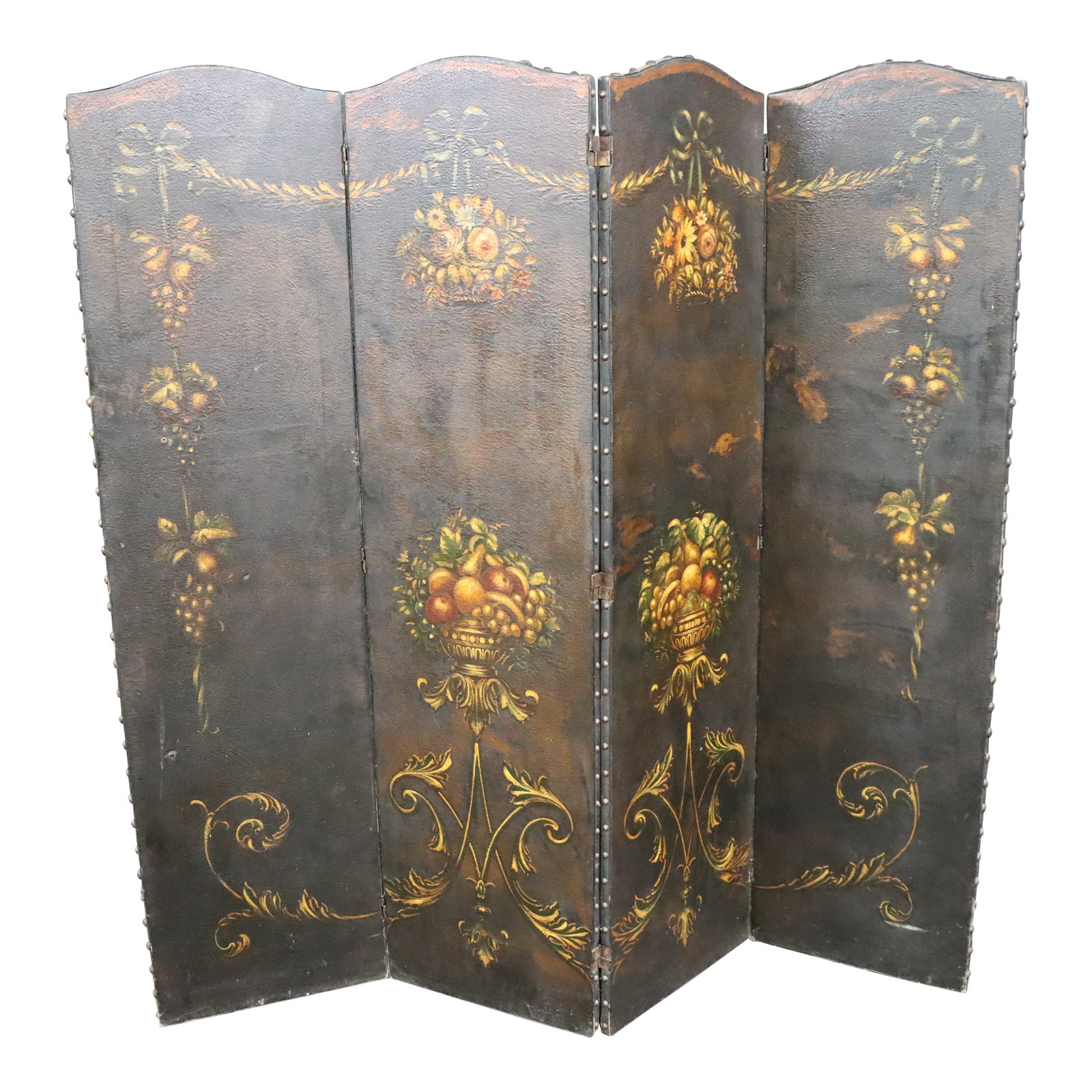 French Style Leather Room Divider | Chairish