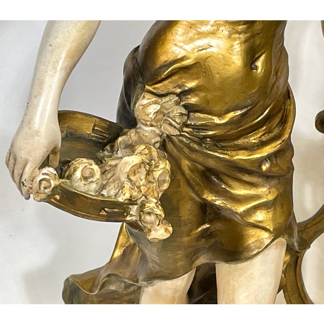 1920s 1920s Art Nouveau Signed Moreau Lamp For Sale - Image 5 of 12