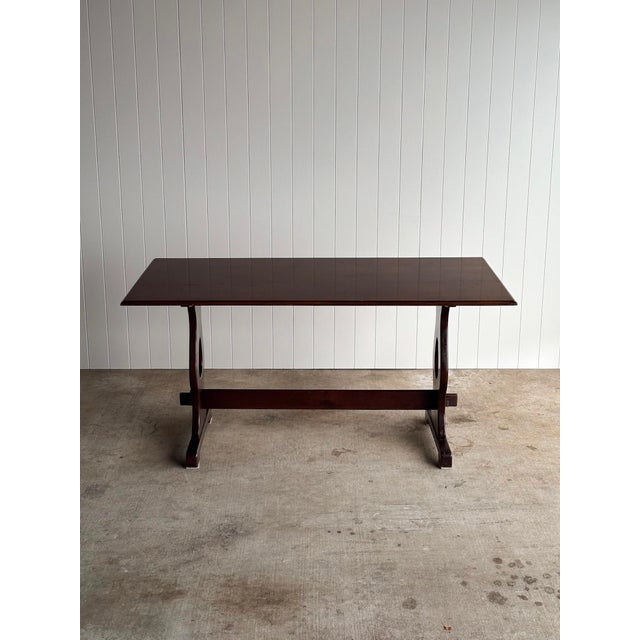 Wood Antique English Wooden Trestle Dining Table, C. 1880–1910 For Sale - Image 7 of 18