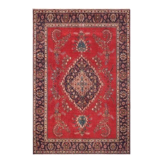 Persian Tabriz Red/Purple Wool Rug - 9'8'' X 12'9'' For Sale