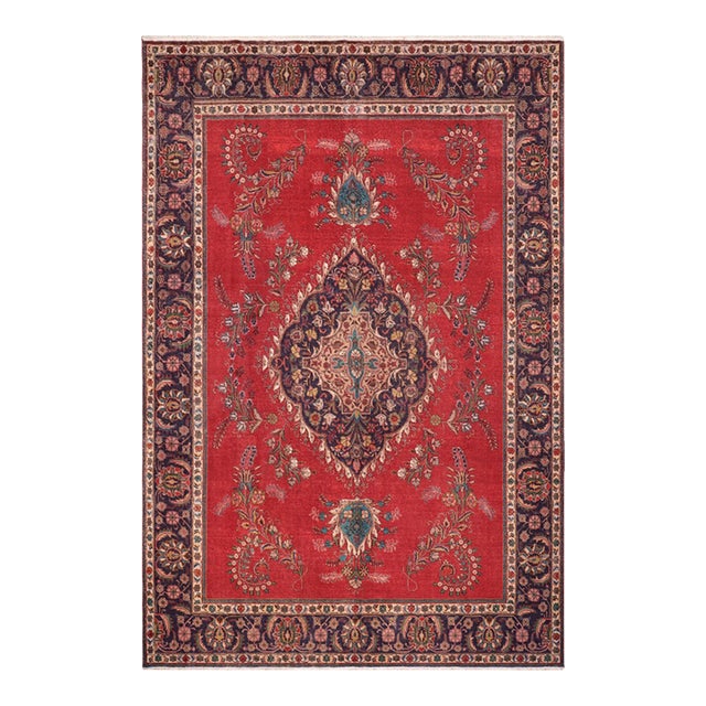 Persian Tabriz Red/Purple Wool Rug - 9'8'' X 12'9'' For Sale