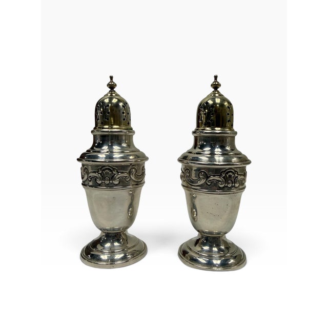 Rococo Antique Gorham "Strasbourg" Solid Sterling Silver Salt & Pepper Shakers - Pair For Sale - Image 3 of 7
