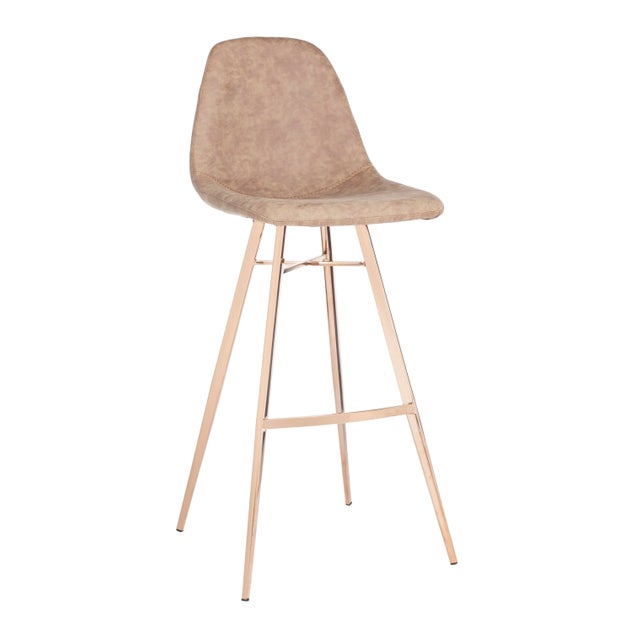 Modern Modern Barstool in Brown & Copper For Sale - Image 3 of 9