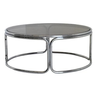 Space Age Coffee Table with Smoked Glass and Chrome, 1970s For Sale
