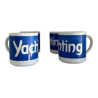 1980s Ceramic Yachting Coffee Cups- Set of 4 For Sale