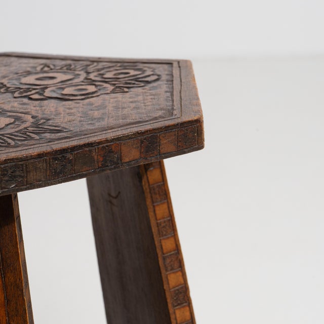 Mid 20th Century Oriental Arts & Crafts Carved Stool For Sale In Greensboro - Image 6 of 11