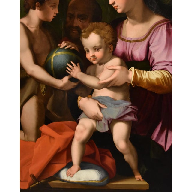 Agnolo di Cosimo alias Il Bronzino, Holy Family with Madonna & St John, 1550s, Oil on Panel For Sale - Image 13 of 18