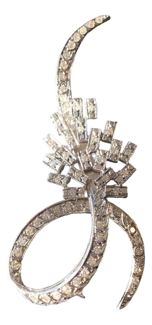 Rare 1930's Ladies Platinum & Diamond Swirl Pin