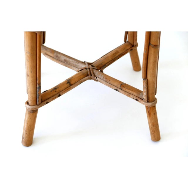 Italian Bamboo & Wicker Stool, 1950s For Sale - Image 14 of 15