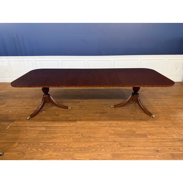 Traditional Traditional Georgian Style Mahogany Double Pedestal Dining Table by Leighton Hall - Showroom Sample For Sale - Image 3 of 16