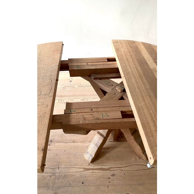 Mid-Century Modern Brutalist Handcrafted Dining Table in Oak, Belgium, 1970s For Sale - Image 3 of 6