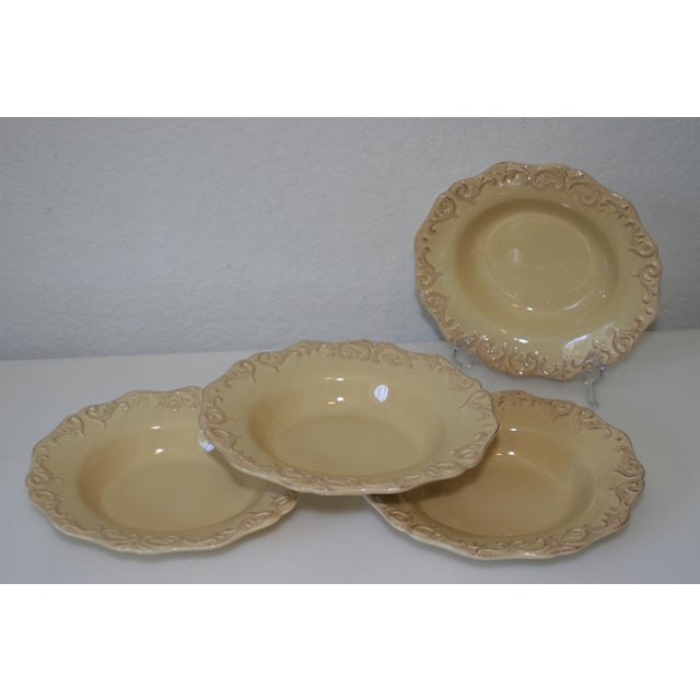 Early 21st C. Vintage Le Faubourg Portugal Oval Scalloped Yellow Bowls
