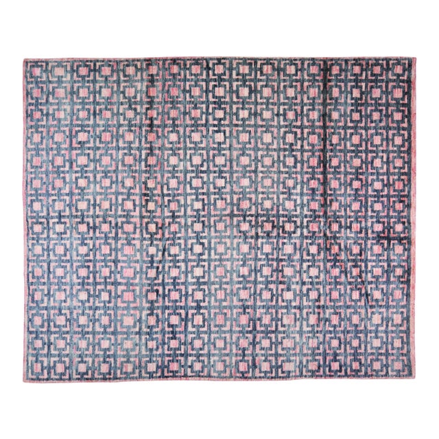 Moroccan Hand Knotted Modern Rug With Natural Color Organic Wool Soft Texture,8'1"x9'10" For Sale