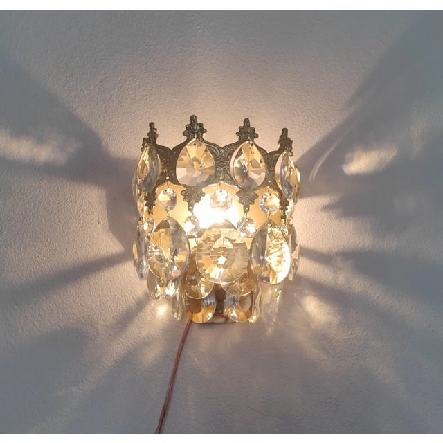 Vintage Crystal Wall Sconces Pair For Sale - Image 9 of 16