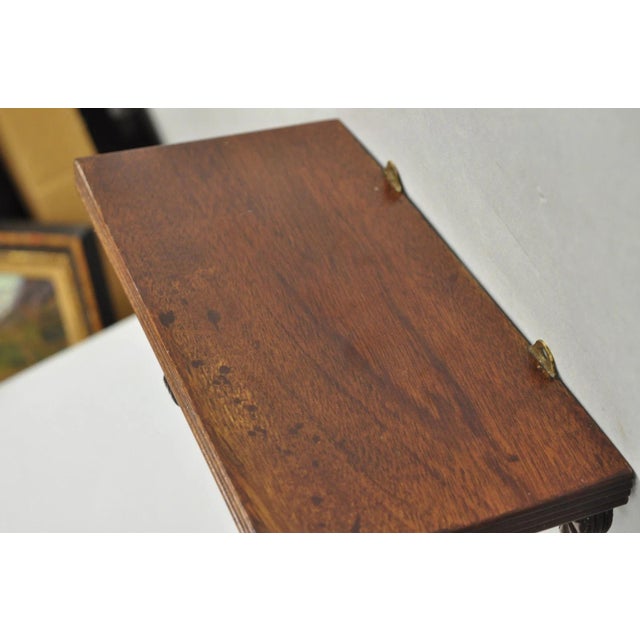 Late 20th Century Regency Style Mahogany Plume Prince of Wales Carved Wall Mount Bracket Shelf For Sale - Image 9 of 13