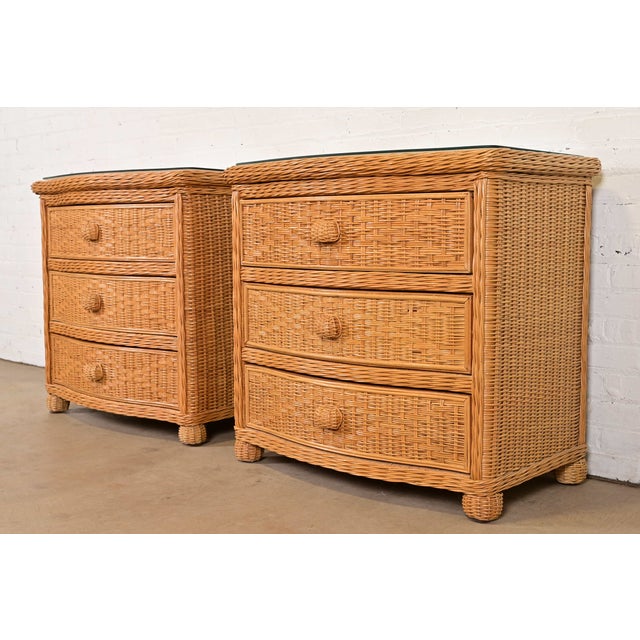 Ralph Lauren Style Organic Modern Woven Wicker Rattan Bedside Chests, Pair For Sale - Image 12 of 12