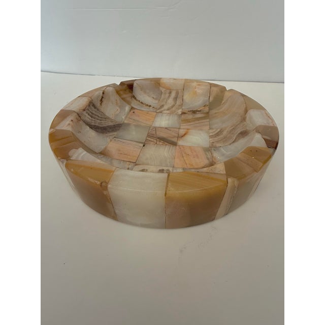 Large Vintage Onyx Checkerboard Pattern Ashtray Catchall For Sale - Image 10 of 10