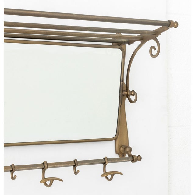 Art Deco Style Brass Mirrored Coat Rack For Sale In New York - Image 6 of 8