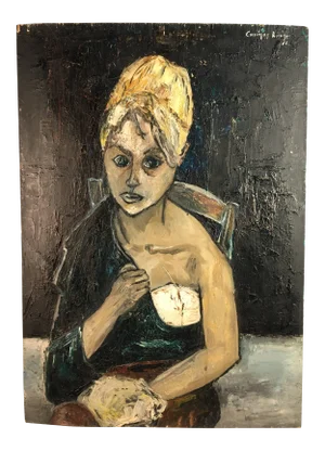 1960s Vintage Oil on Canvas Two Sided Painting
