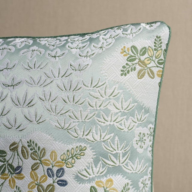 This pillow features Lorene. A lovely leafy floral, Lorene is a classic, versatile woven design. Pillow is finished with a...