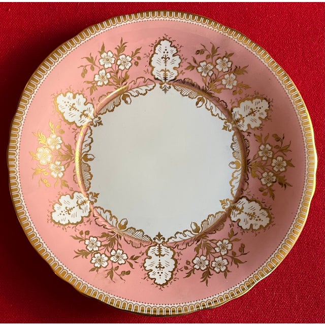 John Aynsley Large Aynsley Pink & Gold Foliage English Bone China Porcelain 10 3/4" Charger Plate or Round Serving Platter For Sale - Image 4 of 6