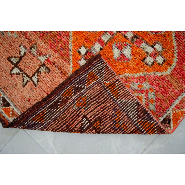 Antique Style Orange Runner Rug, Hand Knotted Turkish Carpet, 3x12 Vintage Area Rug, Rare Alien Motif Decor, Organic Modern Rug For Sale - Image 15 of 16