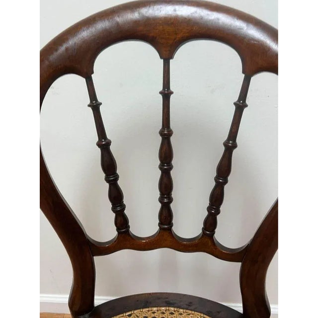 Early 20th Century Victorian Cane Seat Spindle Balloon Back Parlor Chair For Sale - Image 10 of 11