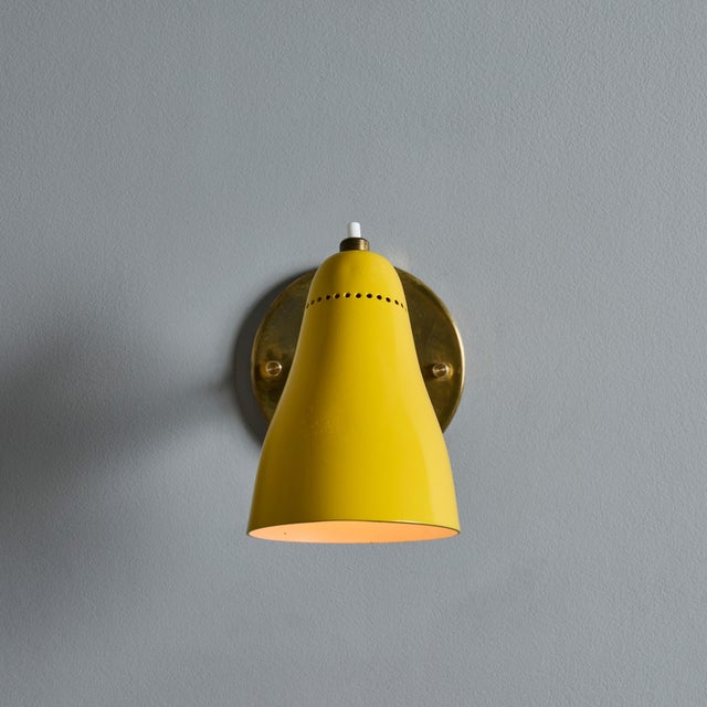 1950s Giuseppe Ostuni Model #101 Yellow Articulating Sconces for O-Luce, Unmarked - a Pair For Sale - Image 9 of 12