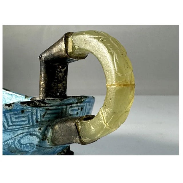 Metal Antique Chinese Cloisonne Scoop: Jade Handle, Qing Dynasty For Sale - Image 7 of 10