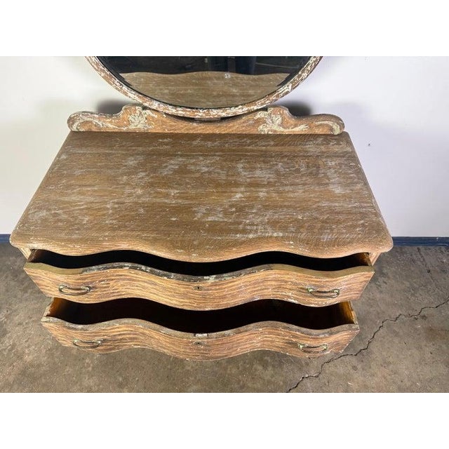 French Provincial Dresser With Mirror in Distressed Rococo Style For Sale - Image 12 of 18