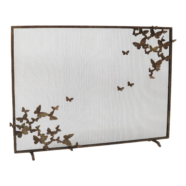Butterfly Fireplace Screen Lighter Version For Sale