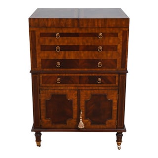 Maitland Smith Flip Top Mahogany Bar Cabinet For Sale