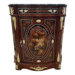 1980s French Louis XV Style Marble Commode Furniture For Sale