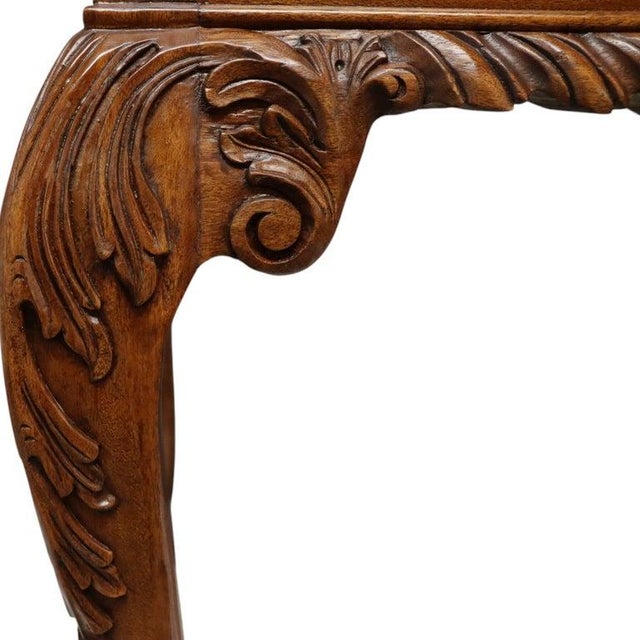 Chippendale Style Floral & Foliate Carved Mahogany Table C1900 For Sale - Image 4 of 15