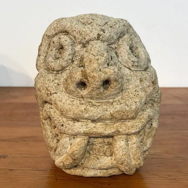 Mid 19th Century Two Carved Mayan Deity Limestone Architectural Carvings or Elements For Sale - Image 4 of 13