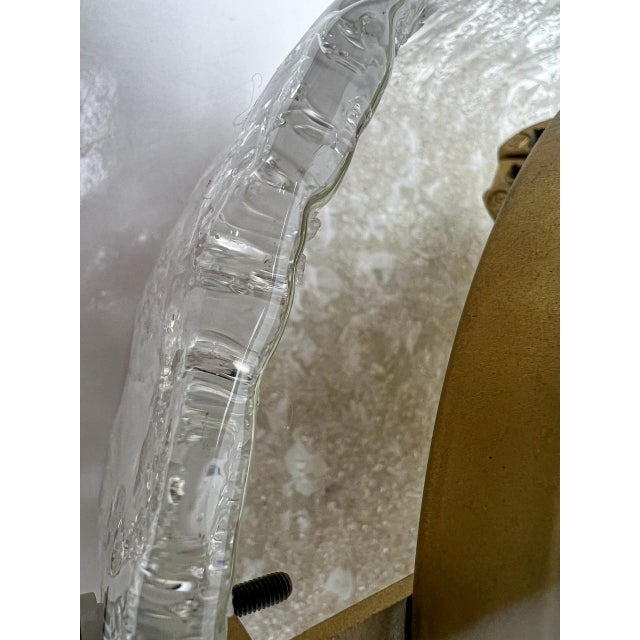 Ice Glass Flush Mount Lamp with Brass Details from Hillebrand Lighting, Germany, 1960s For Sale - Image 16 of 18