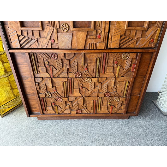 Mid-Century Modern Brutalist Wood Sculpture Cabinet by Lane. Usa, 1970s For Sale - Image 14 of 15