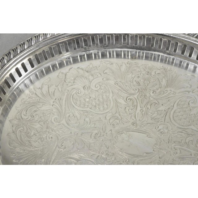 Vintage Eales Silver Plated Small Raised Gallery Oval Trinket Dish Bar Tray For Sale - Image 9 of 14