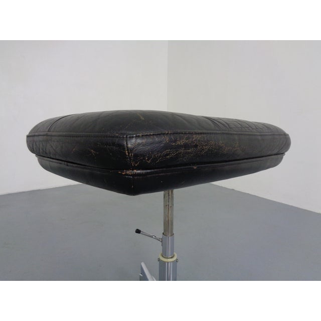 Rollable and Adjustable Leather Stool, Germany, 1960s For Sale - Image 16 of 18