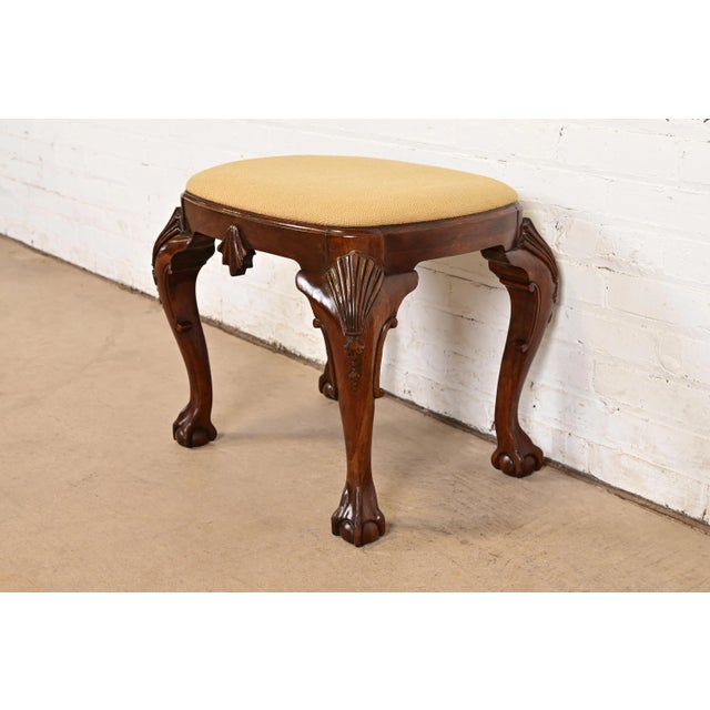 Baker Furniture Historic Charleston Chippendale Carved Mahogany Stool or Ottoman For Sale - Image 11 of 11