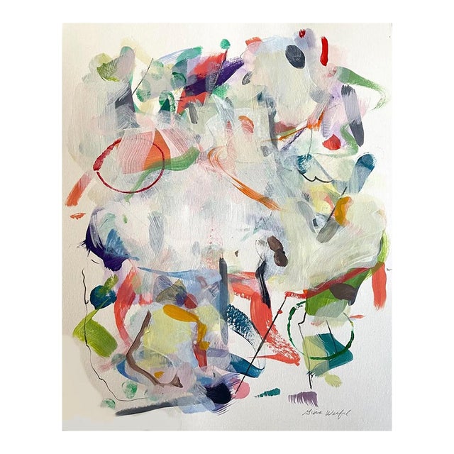 Contemporary Abstract Acrylic and Mixed Media on Paper "Fog" by Gina Werfel For Sale